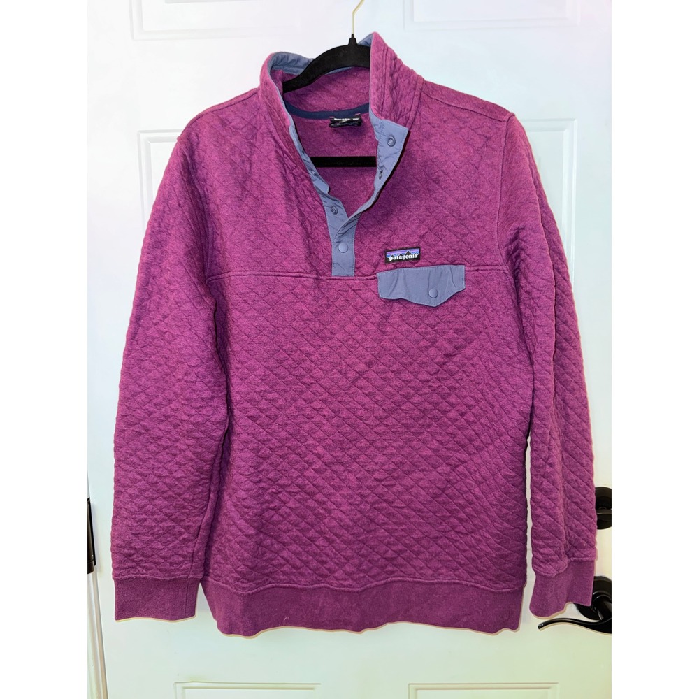 Patagonia Organic Cotton Quilt Snap-T Pullover Purple GEOP 25281 Womens L